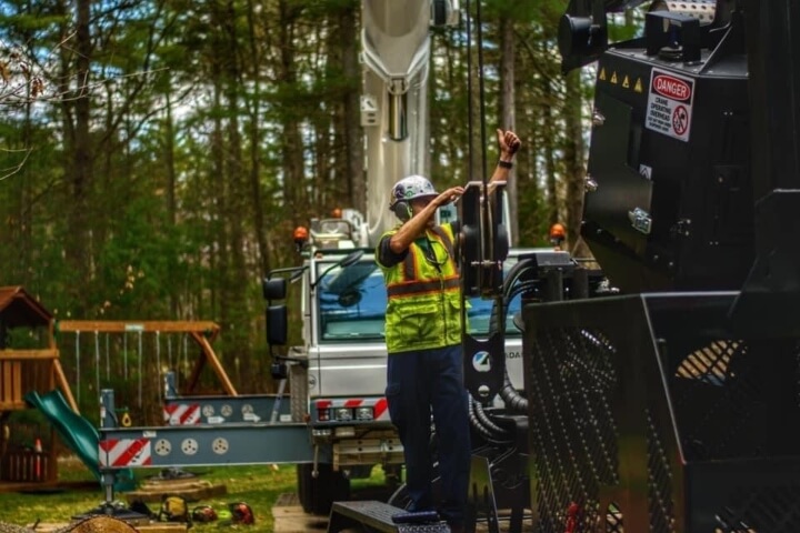 Tree Tech arborist working on a residential property